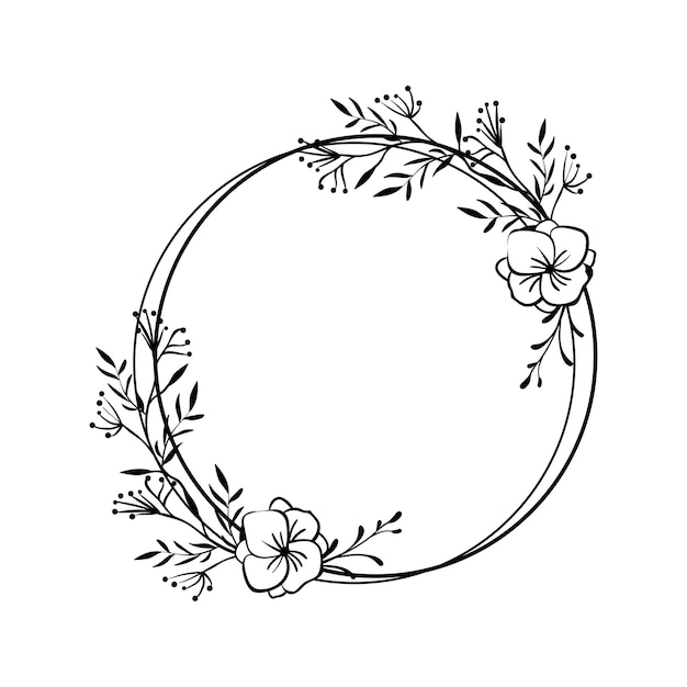 Vector illustration of floral frame vignette