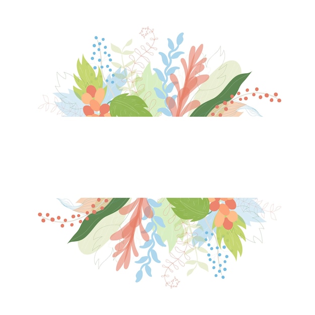 vector illustration of floral greeting card template design with place for your text. jungle plant