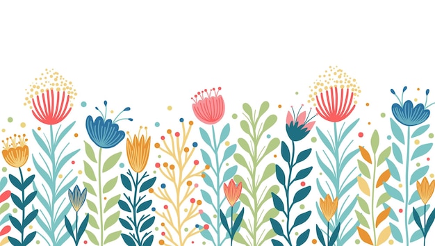 Vector illustration of flowers in doodle style isolated on white background