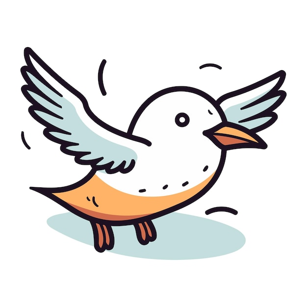 Vector illustration of a flying bird hand drawn doodle style