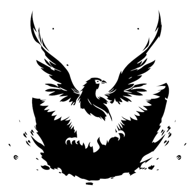 Vector illustration of a flying eagle with a fire in its beak