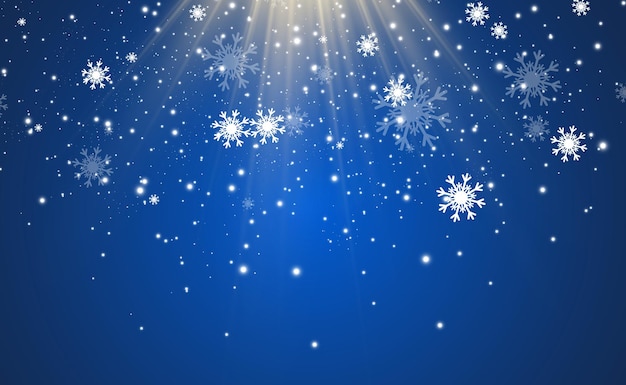 Vector illustration of flying snow on a transparent backgroundnatural phenomenon of snowfall