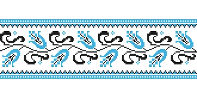 Vector illustration of folk seamless ornament Ethnic ornament Border element Embroidery pattern