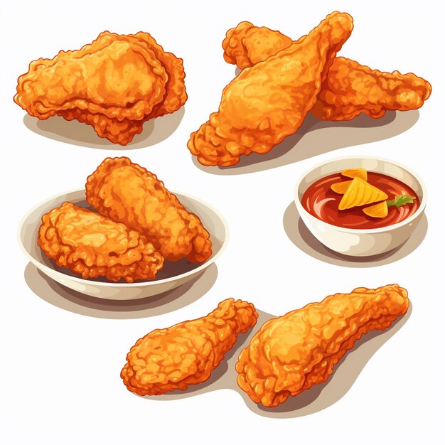 vector illustration food chicken fast crispy meal hot delicious restaurant meat fried ta