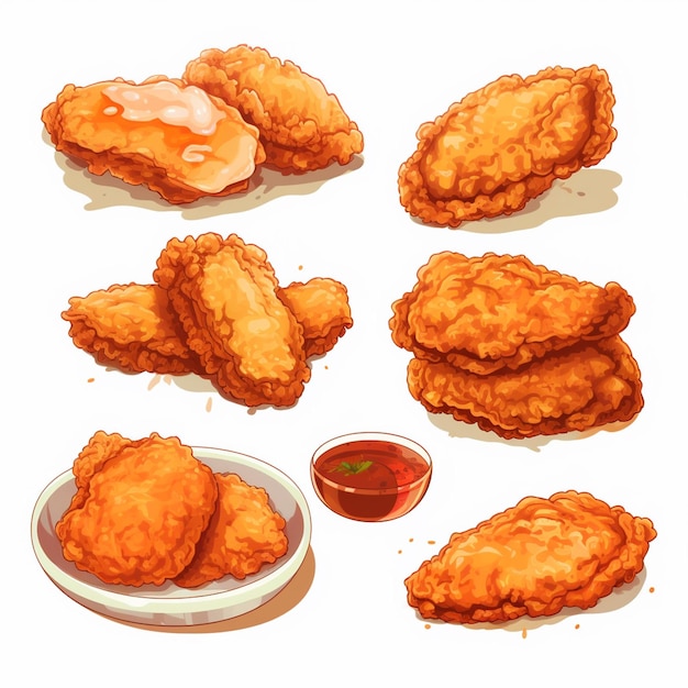 vector illustration food chicken fast crispy meal hot delicious restaurant meat fried ta