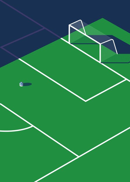 Vector illustration of a football field with shadow