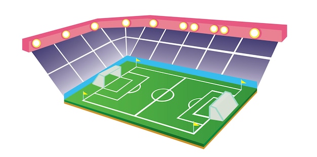 Vettore illustrazione vettoriale di campo di calcio o di calcio e stadio isolato su bianco