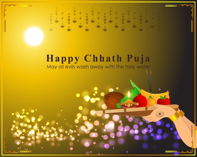 Chhath Puja 인사말에 대 한 벡터 일러스트 레이 션