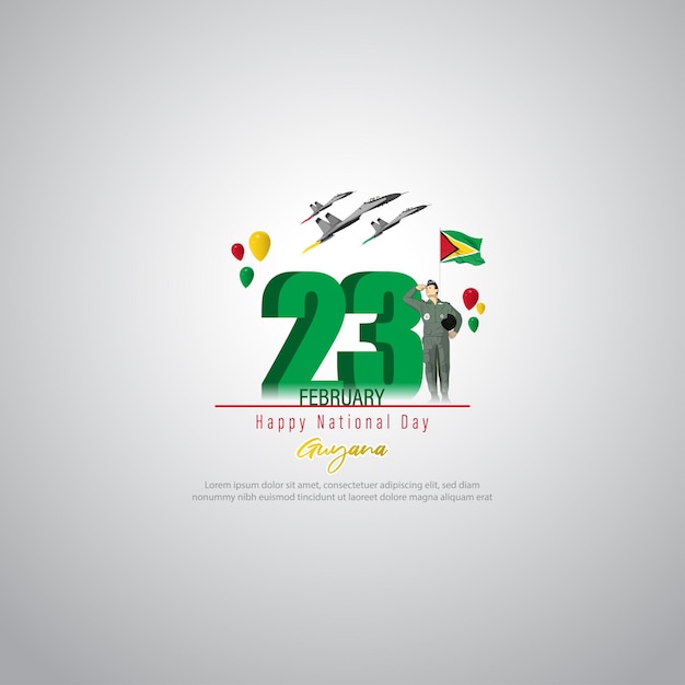 ガイアナ共和国記念日 2 月 23 日のベクトル図