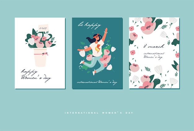 国際女性の日のベクトルイラスト。美しい花の花束。カード、ポスター、チラシ、その他のユーザー向けのテンプレート、