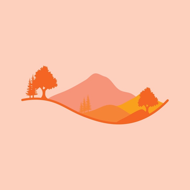 Vector illustration of forest and mountain scenery suitable for your project