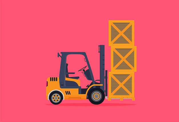 Vector illustration of forklift truck in flat style