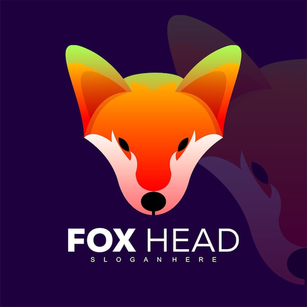 vector illustration fox head gradient colorful