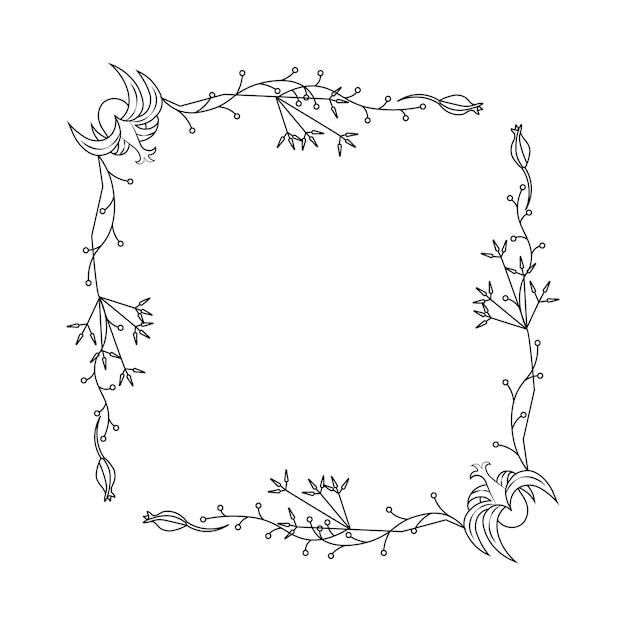 Vector vector illustration of frame with flower