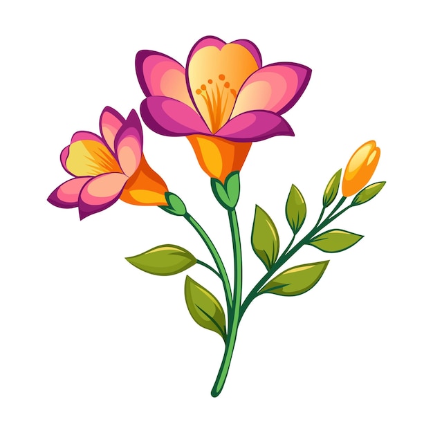 Vector of illustration freesia on white