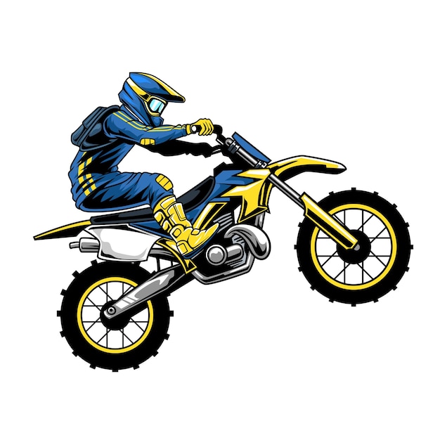Векторная иллюстрация мотоциклиста Freestyle Trail с подробной иллюстрацией