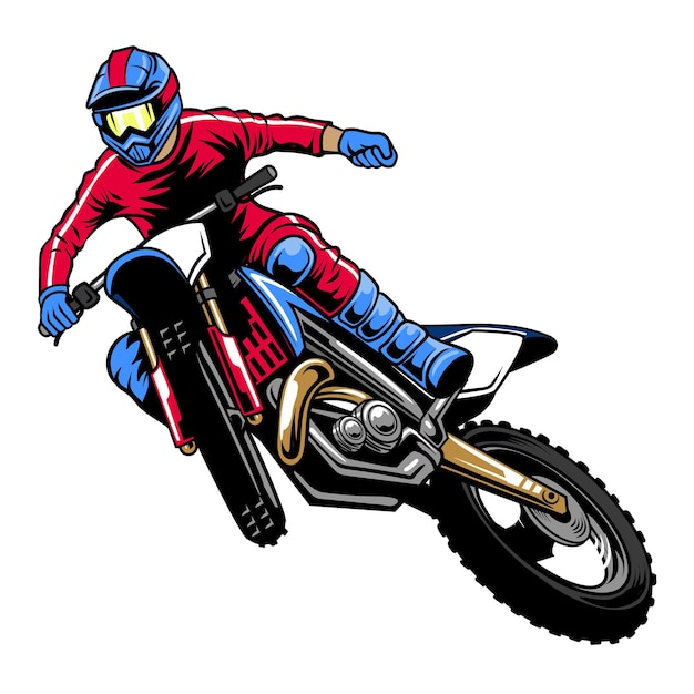 Векторная иллюстрация мотоциклиста Freestyle Trail с подробной иллюстрацией