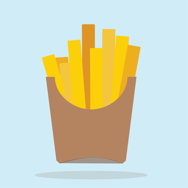 Illustrazione vettoriale patatine fritte con design piatto di imballaggio
