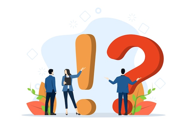 vector illustration of Frequently Asked Questions FAQ Concept with confused man standing