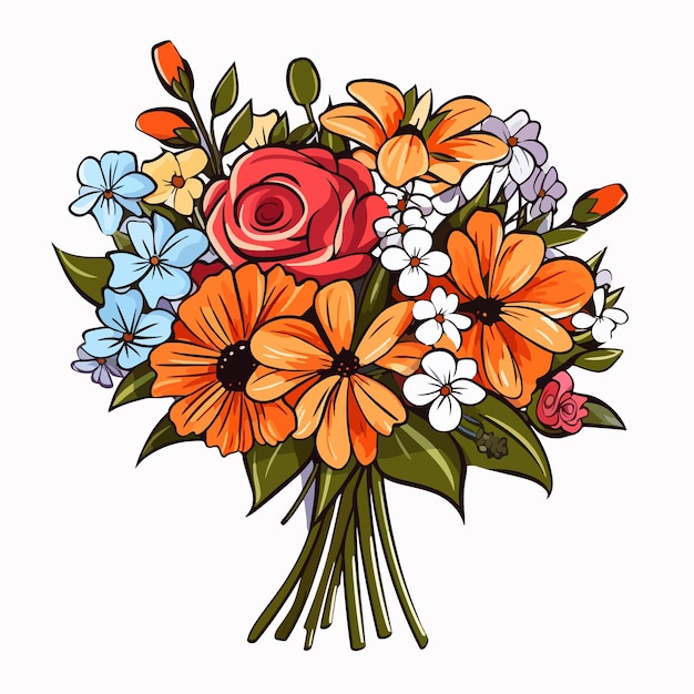 Vector vector illustration of fresh flowers bouquets