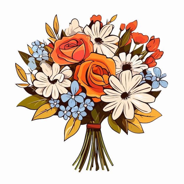 Vector vector illustration of fresh flowers bouquets