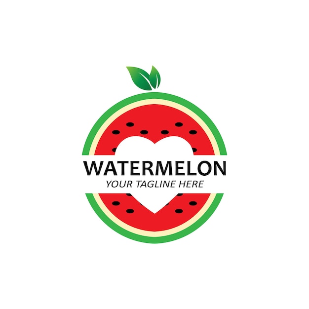 Vector illustration of fresh fruit watermelon fruit logo red\
available in the market screen printing design sticker banner fruit\
company