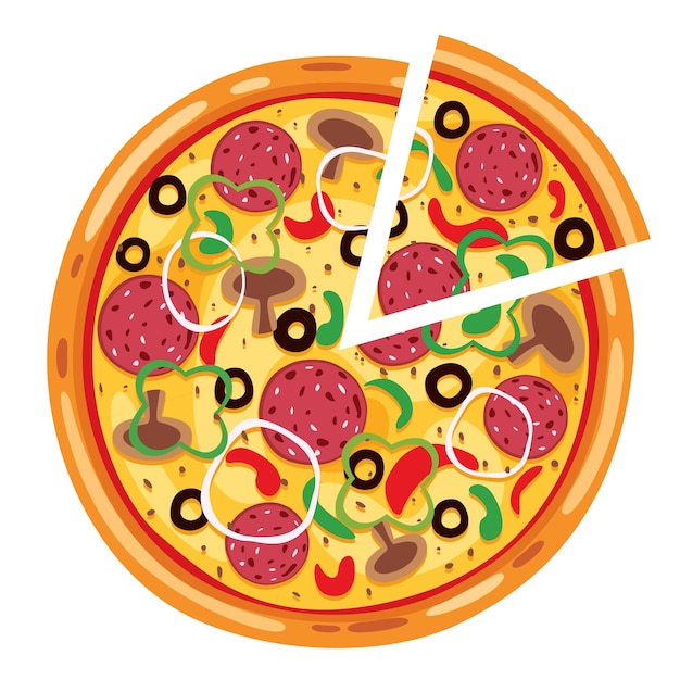 Illustrazione vettoriale di pizza fresca