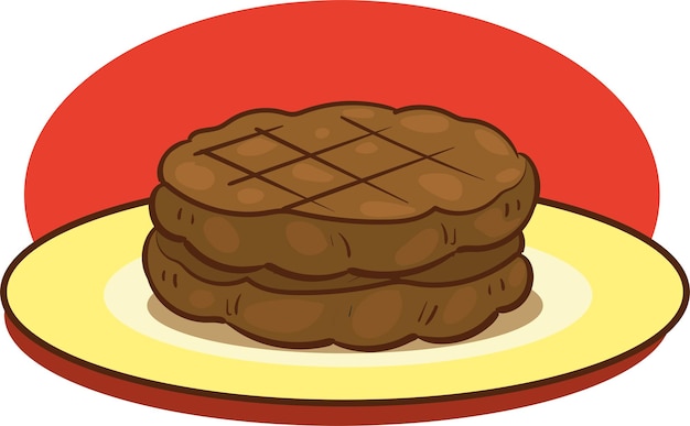 Vettore illustrazione vettoriale di polpette fritte su piatto su sfondo bianco