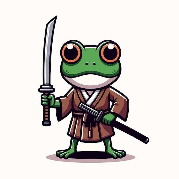 vector illustration of frog samurai