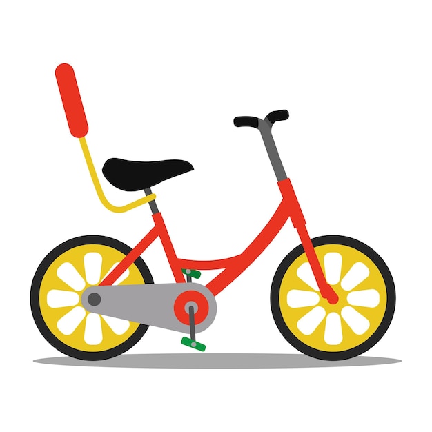 Vettore illustrazione vettoriale della vista frontale della bicicletta per bambini con ruote di supporto