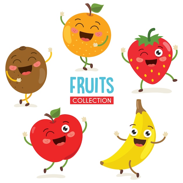 Векторная иллюстрация фруктовых персонажей