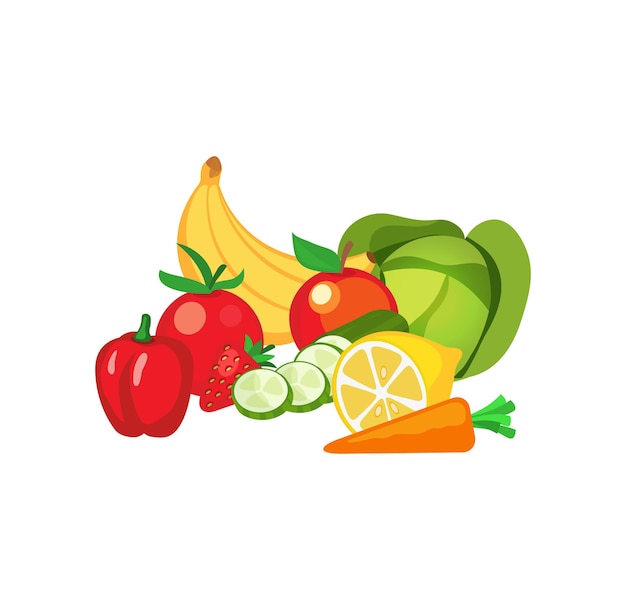 Vector vector illustration of fruits and vegetables