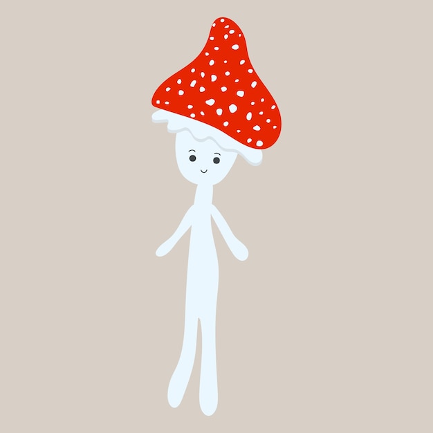 Vector illustration of funny cartoon mushroom