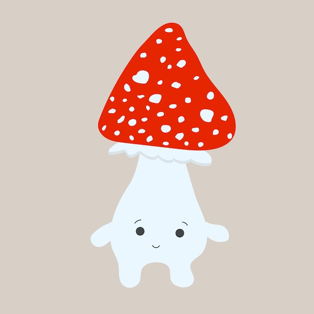 Vector illustration of funny cartoon mushroom