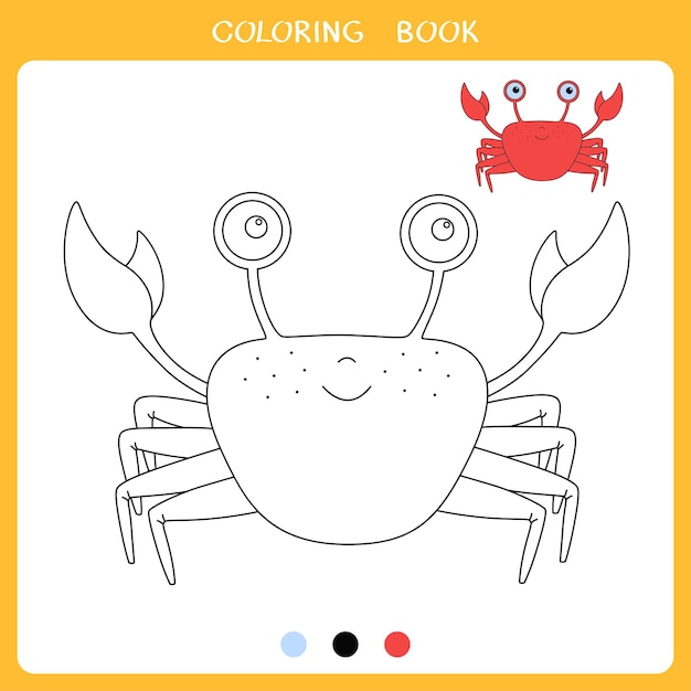 Vector vector illustration of funny crab for coloring book