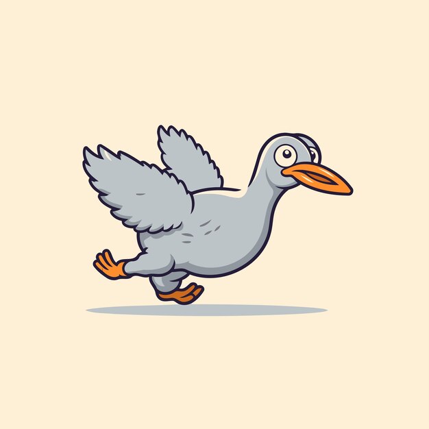 Vector vector illustration of a funny flying seagull cartoon style