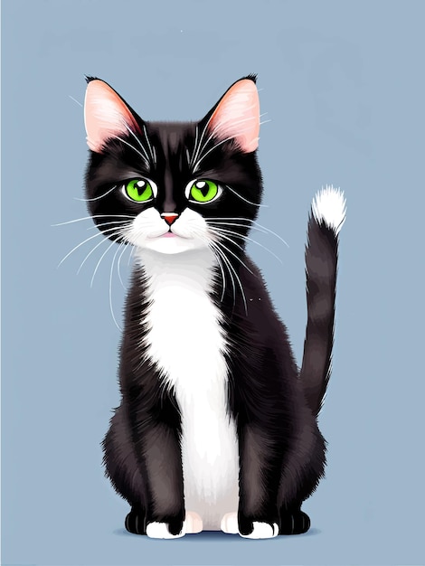 Vector illustration of a funny kitten sitting smiling on a cartoon colored background