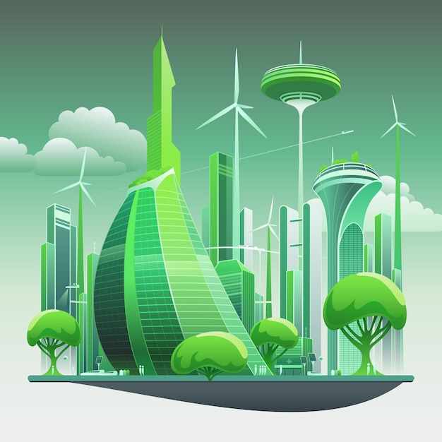 Vector Illustration of a Futuristic City