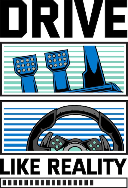 Vector Illustration of Game Steering Wheel with Vintage Hand Drawing Style Available for Poster