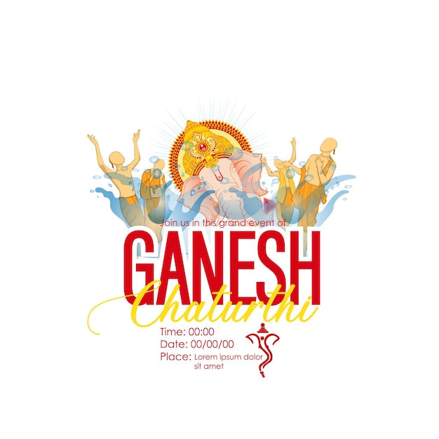 Vector illustration of Ganesh Chaturthi festival of India. vector