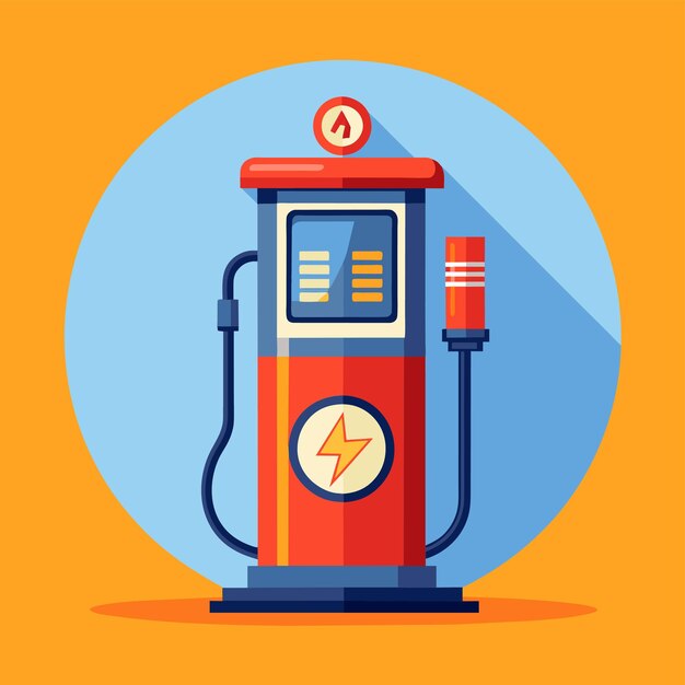 Vector illustration of gas station with petrol pump