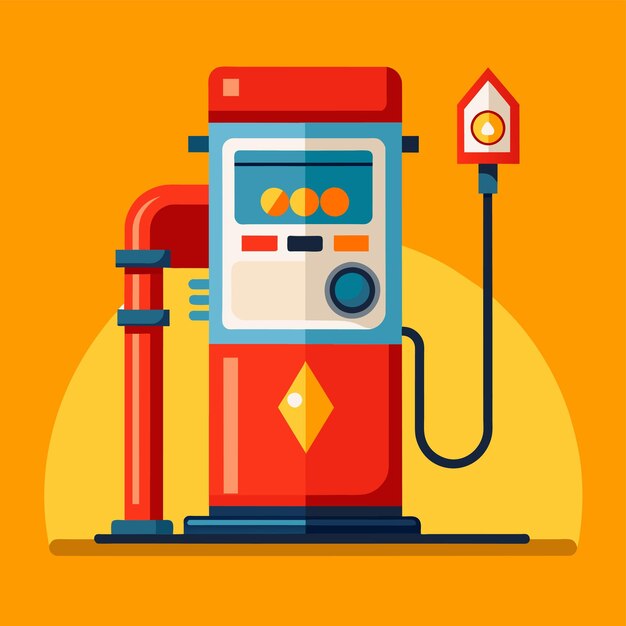 Vector vector illustration of gas station with petrol pump