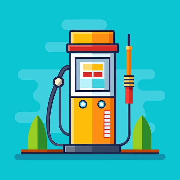 Vector vector illustration of gas station with petrol pump