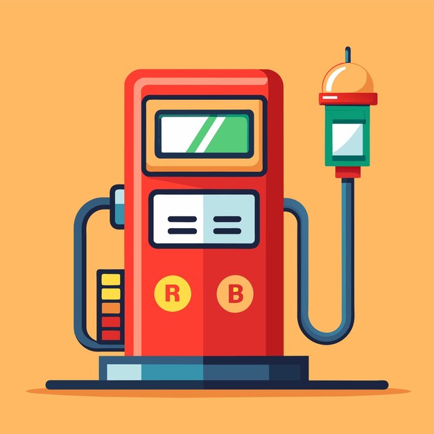 Vector vector illustration of gas station with petrol pump