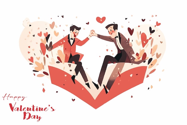 Vector vector illustration a gay couple in love for valentines day or pride day