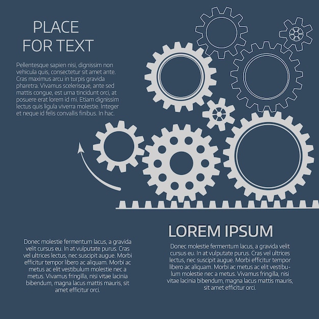 Vector illustration of gears with on the grey background. infographic vector template