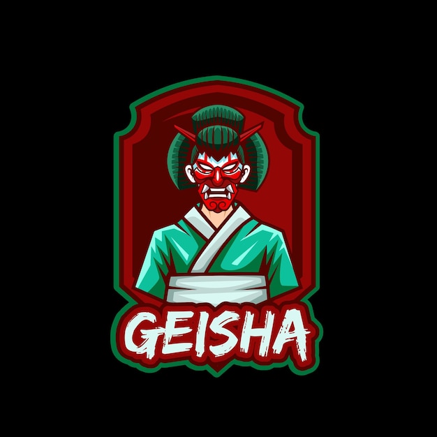 Illustrazione vettoriale della mascotte geisha per il gioco e il logo sportivo