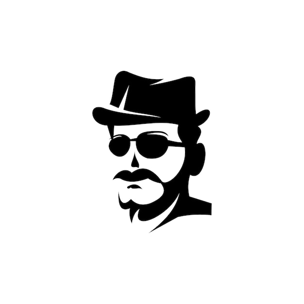 vector illustration of a gentleman logo wearing a hat