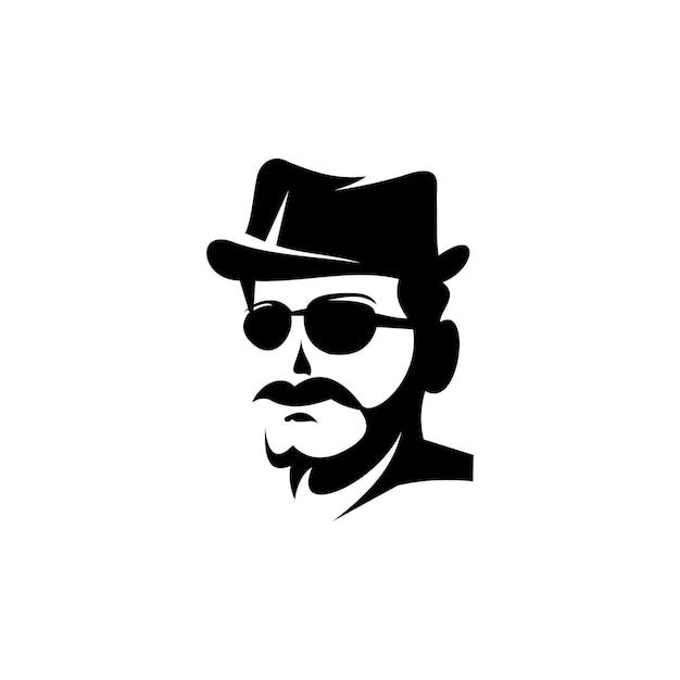 Vector illustration of a gentleman logo wearing a hat