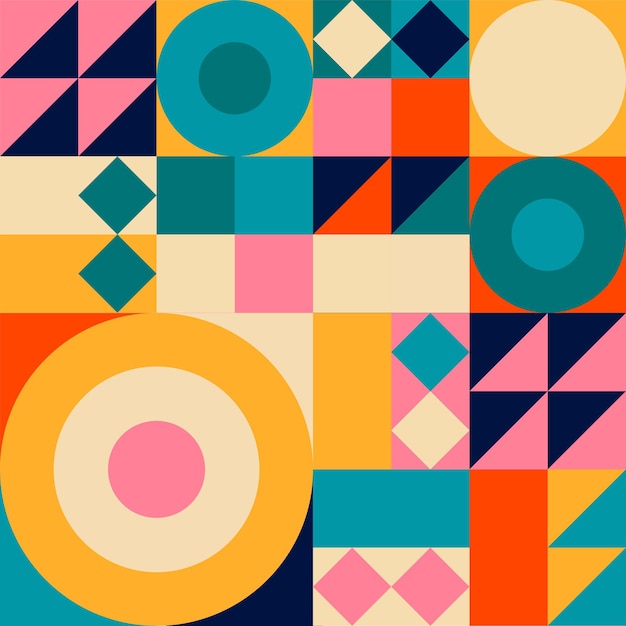 シンプルな形と図のシームレスなパターンとベクトルイラスト幾何学ミニマルな背景ポスター